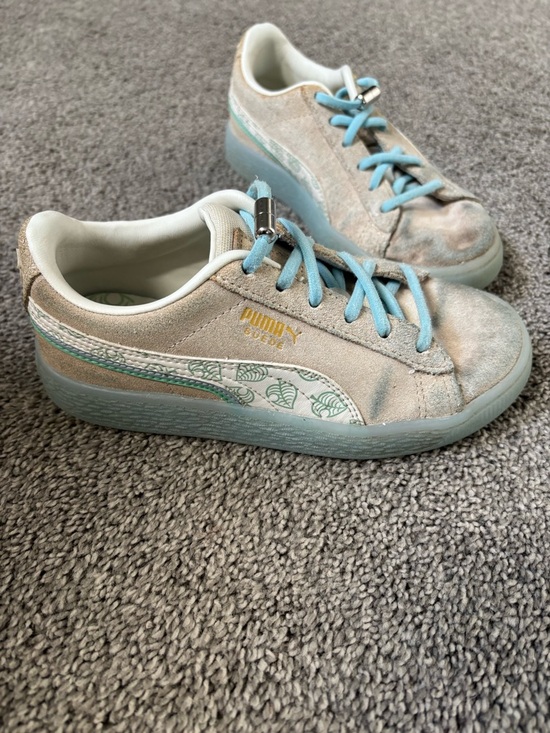 Puma Other - PUMA - Animal Crossing Kids Light Blue Suede Sneakers with Aqua Laces.